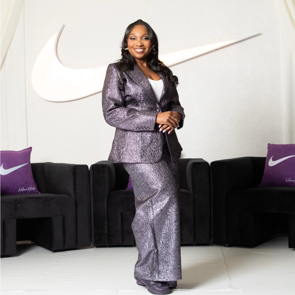 AKIRA Shimmering Purple Pantsuit